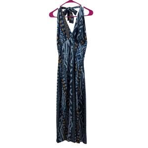 Encantadore Dress/Cover Up SZ Medium NEW Maxi Blue Halter Boho Resort La Pampa
